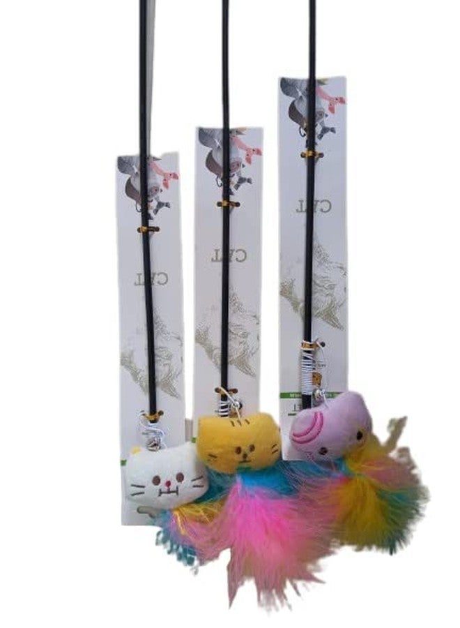 Smart Pups Cat Retractable Bell Teaser Wand Toy, Interactive Natural Feather Cat Kitten Toy - Image 5